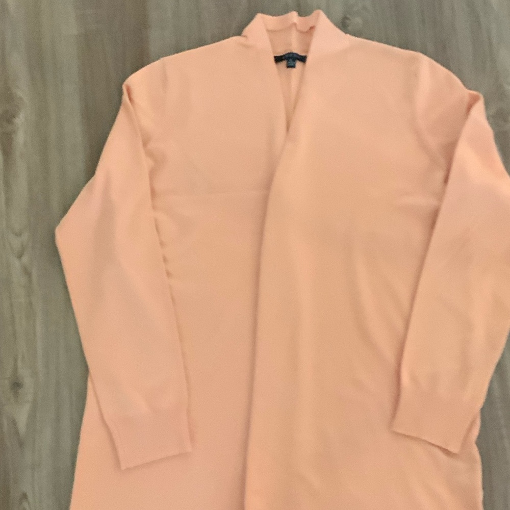 Cyrus Peach Open-Front Long Cardigan